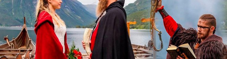 Se casaron en boda vikinga a orillas de un lago en Noruega